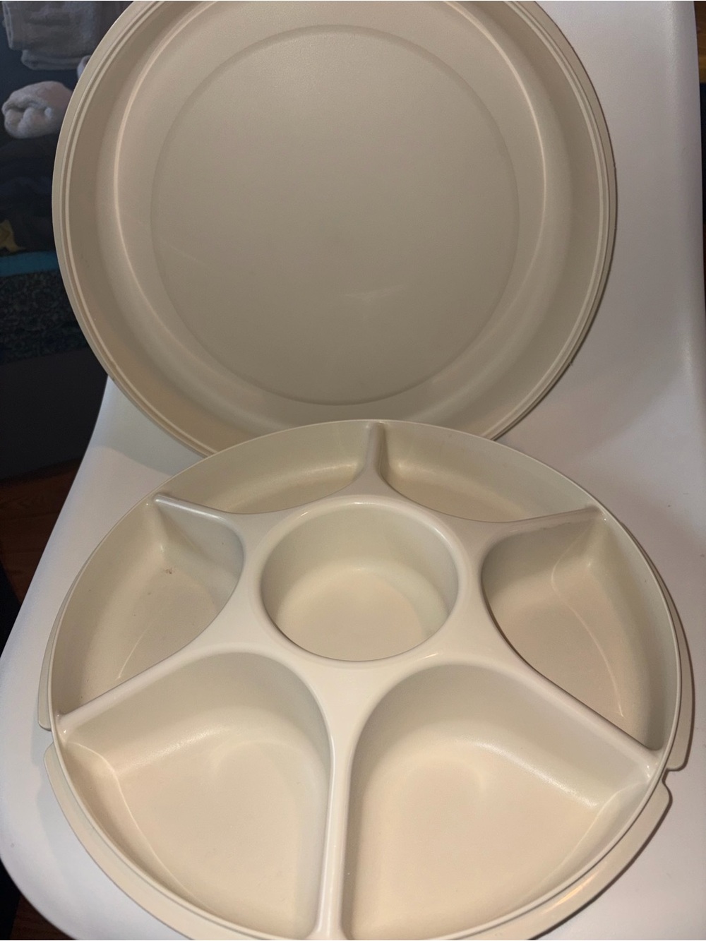 Vintage Tupperware Serving Tray with Lid - Multipurpose Snack Platter